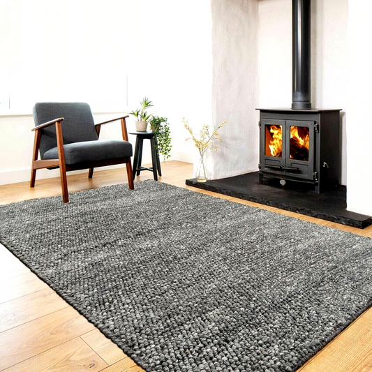 Wool Pebble Charcoal Lifestyle Rug 130x 180 cm - Auzzistore