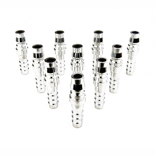 Dynamic Power 10x 1/4" Nitto Type Male Air Coupler Fitting, High Flow Steel, Silver