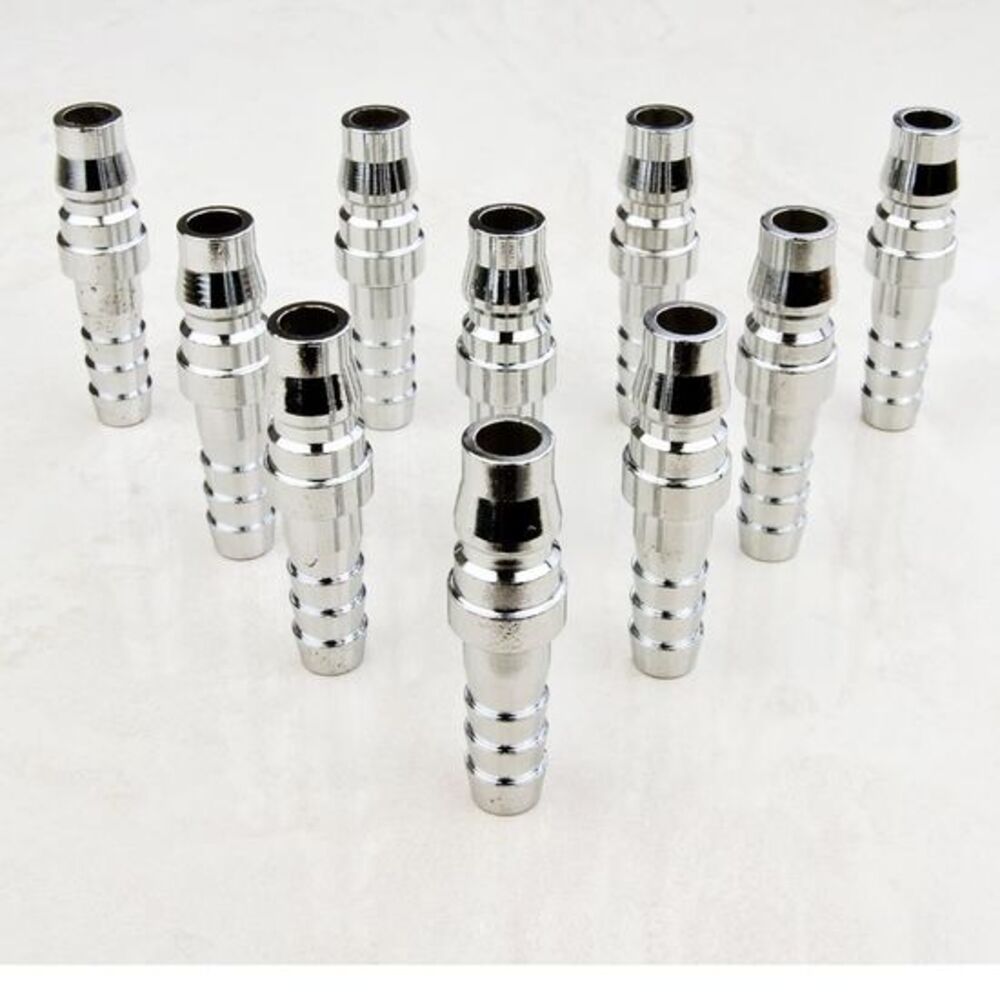 Dynamic Power 10x 1/4" Nitto Type Male Air Coupler Fitting, High Flow Steel, Silver