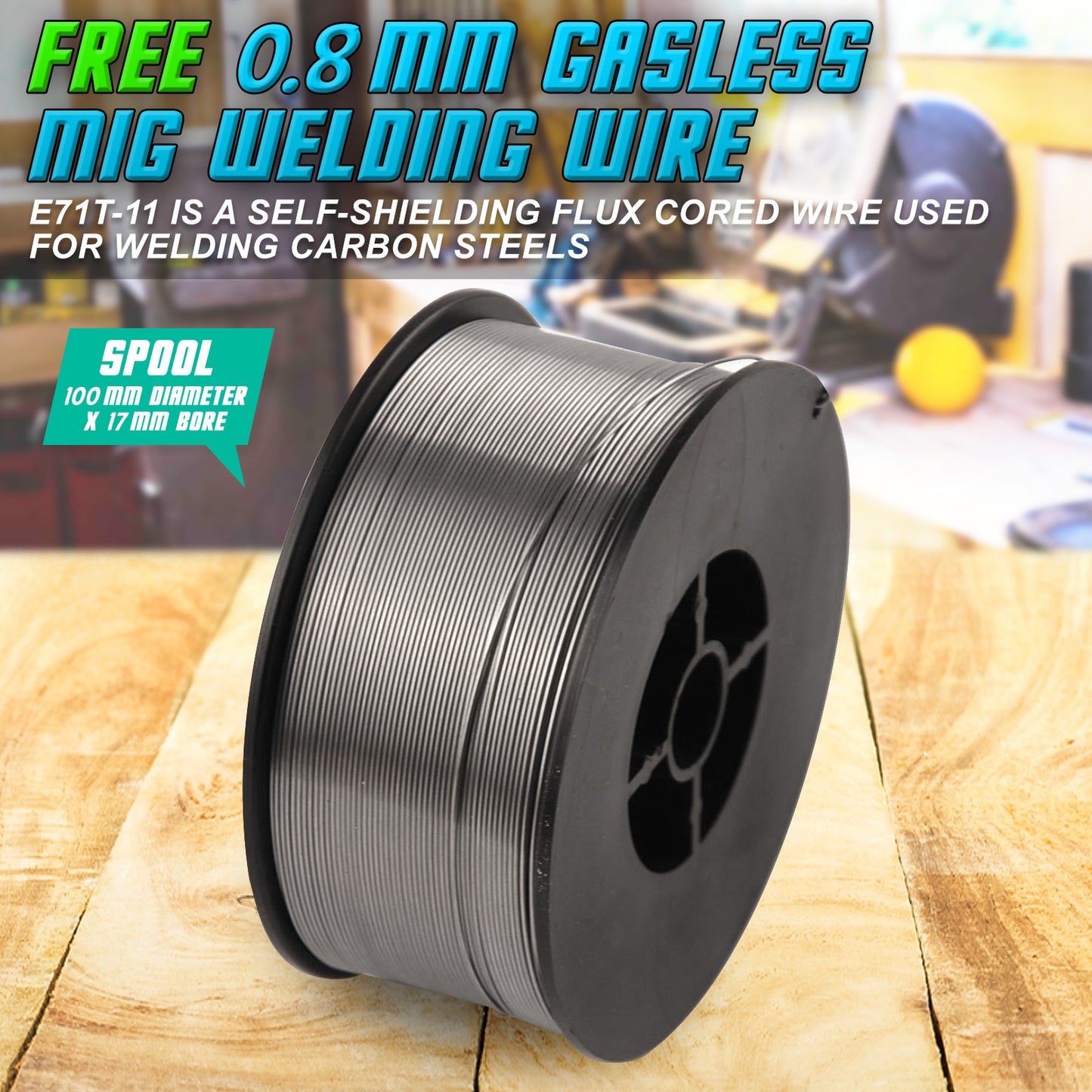 Dynamic Power Gasless MIG Welding Wire E71T-11 Flux Cored 0.8mm 4 Pack, 1kg Spool, No Gas Required