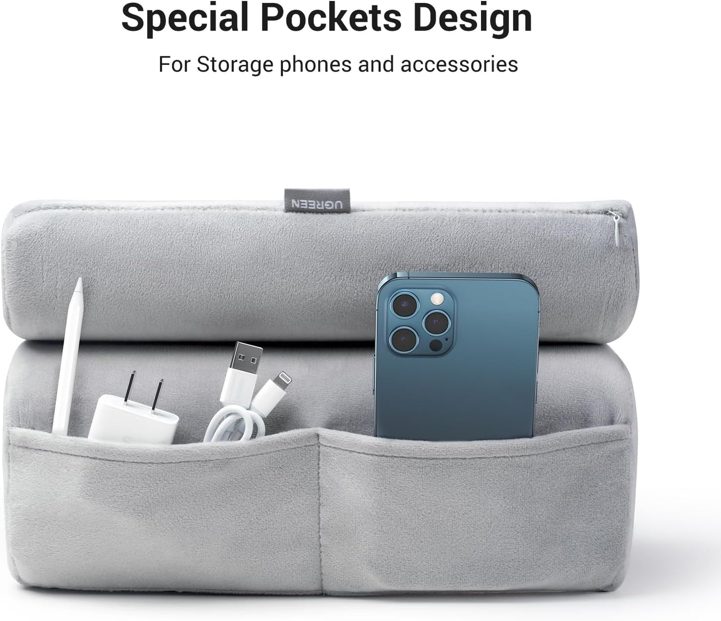 UGREEN 60646 Tablet Stand Pillow - Portable, 3 Angles, Wide Compatibility, Premium Material