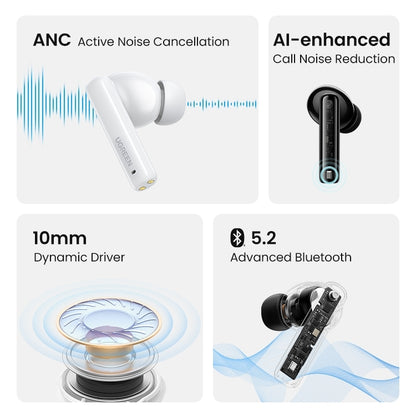UGREEN HiTune T3 90401 ANC Wireless Earbuds, 10mm Driver, AI Clear Calls, 24H Playtime, Black