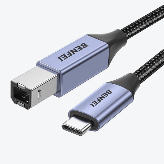BENFEI 405GY-3M USB B to USB C Printer Cable, Nylon Braided, Premium Aluminium Alloy Case 2M