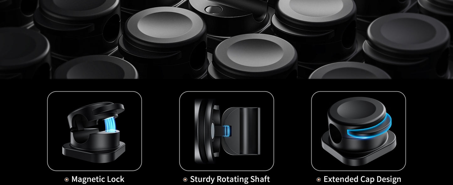 CHOETECH MCC001-BK 6 Pack Professional grade Magnetic Lock Cord Holder Clips Black