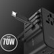 CHOETECH PD5022 70W EU/US/AUS/UK Travel Adapter with Built-in USB-C Cable - Black – view 3