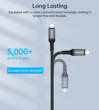CHOETECH XCC-1042 Gen3.0 USB4.0 with 8K @ 60hz Video & Audio 240W USB-C to C Braided Cable 2M