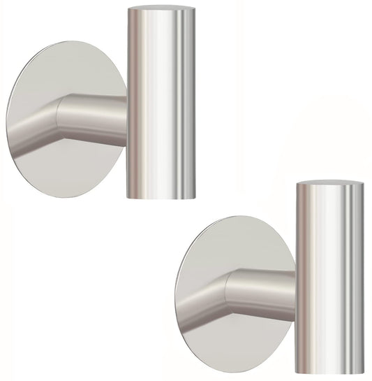 2 Pcs Wall Mount Self Adhesive Bathroom Towel Hooks Holder Cloth Hanger Hook Door Hanger Brushed Nickel - Auzzistore
