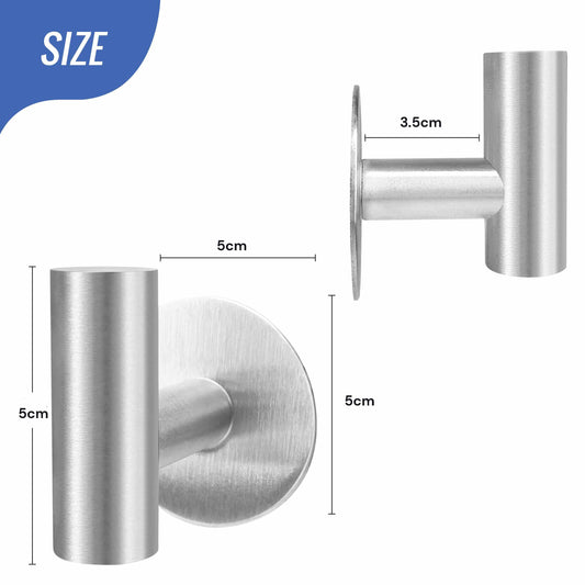 2 Pcs Wall Mount Self Adhesive Bathroom Towel Hooks Holder Cloth Hanger Hook Door Hanger Brushed Nickel – view 2 - Auzzistore