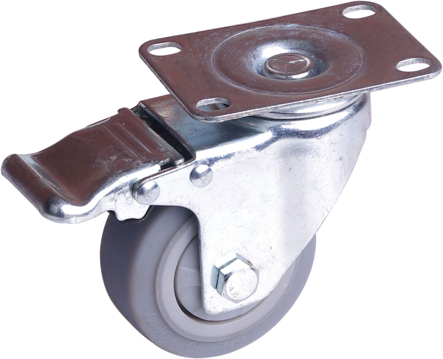 3 Inch Heavy Duty Swivel Caster Wheel with Brake, Dual Locking, 75kg Load, TPR Rubber, Zinc Plated Steel