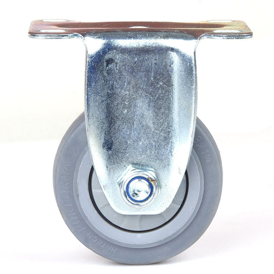 Industrial 4" Fixed Caster Wheel, Zinc Steel, TPR Rubber, 130kg Load, Easy Assembly, Indoor/Outdoor Use – view 2 - Auzzistore