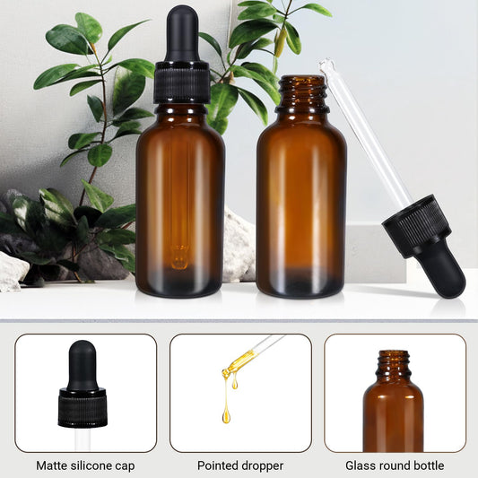 20ml (5 Pack) Amber Glass Dropper Bottle Liquid Essential Oils Bottle Bottles Leakproof Glass Tincture Bottles – view 2