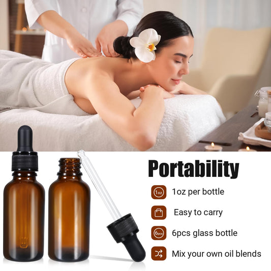 50ml (5 Pack) Amber Glass Dropper Bottle Liquid Essential Oils Bottle Bottles Leakproof Glass Tincture Bottles – view 2