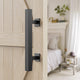 30cm Pull and Flush Barn Door Handle Square Handles set of Frosted Black Surface Square – view 2