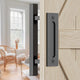 30cm Pull and Flush Barn Door Handle Square Handles set of Frosted Black Surface Square – view 6