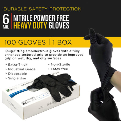 Super Strong 6 Mil Nitrile Gloves, Latex-Free, Textured Grip, 100 Pack, Small Size, V324-HO-GLOVESM