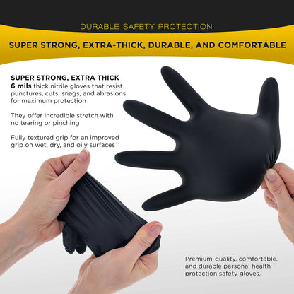 Super Strong 6 Mil Nitrile Gloves, Latex-Free, Textured Grip, 100 Pack, Small Size, V324-HO-GLOVESM
