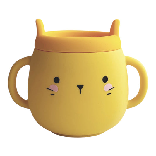 Whisker Wonderland Innovative Hydroponic Cat Grass Growing Mug - Yellow | Soil-Free, Digestion & Hairball Aid, Eco-Friendly Silicone, Reusable