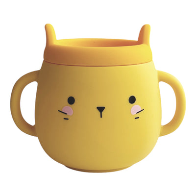 Whisker Wonderland Innovative Hydroponic Cat Grass Growing Mug - Yellow | Soil-Free, Digestion & Hairball Aid, Eco-Friendly Silicone, Reusable