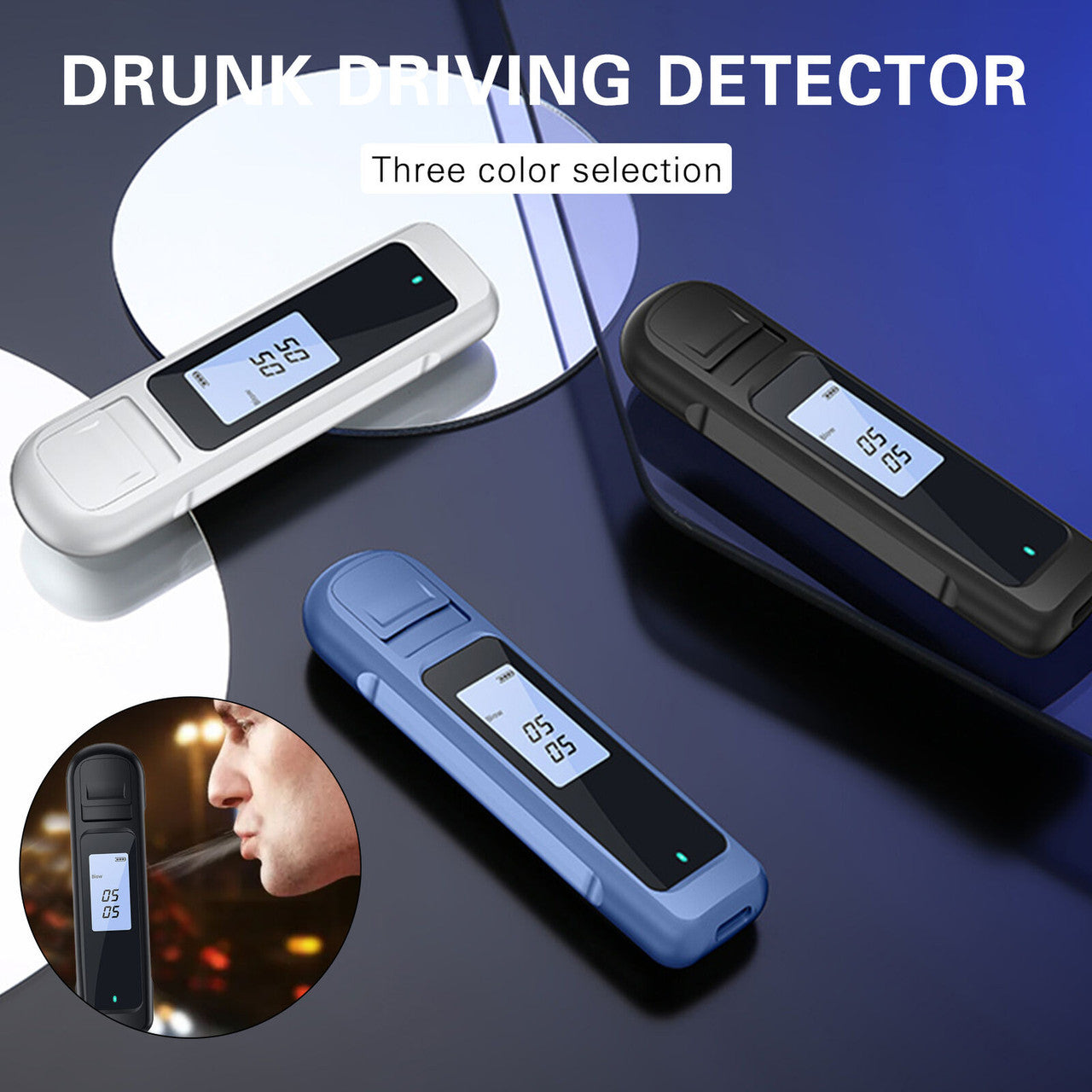 V382 Alcohol Breathalyzer Tester LCD Display, No Mouthpiece, Quick Detection, Black, Pocket Size