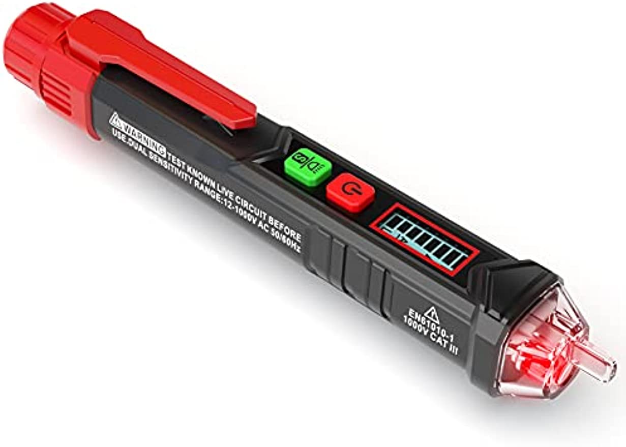 KAIWEETS HT100 Non-Contact Voltage Tester, Dual Range 12V-1000V/48V-1000V, LCD Display, LED Flashlight, CAT III/IV