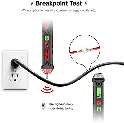 KAIWEETS HT100 Non-Contact Voltage Tester, Dual Range 12V-1000V/48V-1000V, LCD Display, LED Flashlight, CAT III/IV