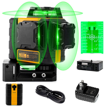 KAIWEETS KT360A Green Laser Level 3x360° Self-Leveling, 196ft Range, 40hr Battery, IP54 Waterproof