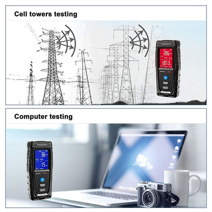 ERICKHILL EMF Meter V413-RT-100 Digital Electromagnetic Field Detector, LCD Display, Sound-Light Alarm, 1V/m-1999V/m, 0.01μT-99.99μT