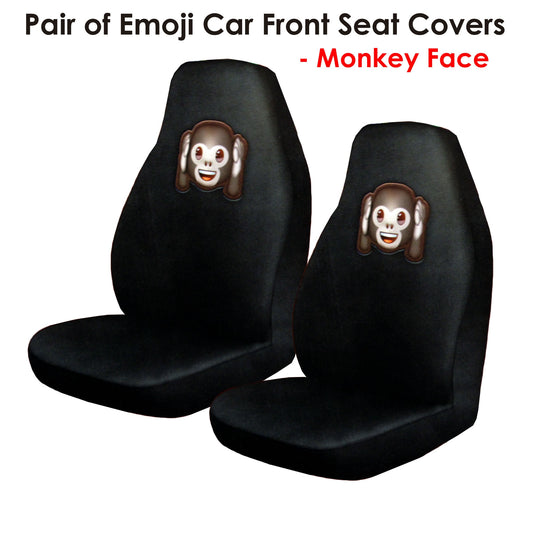 Pair of Emoji Car Front Seat Covers Monkey Face – view 2