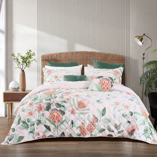 Bianca Sidney Blush Printed Floral Bedspread Set Queen - Auzzistore