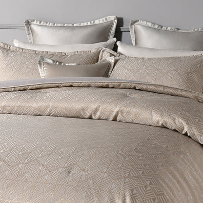 Bianca Bellagio Gold 6 Pcs Jacquard Geometric Comforter Set Super King