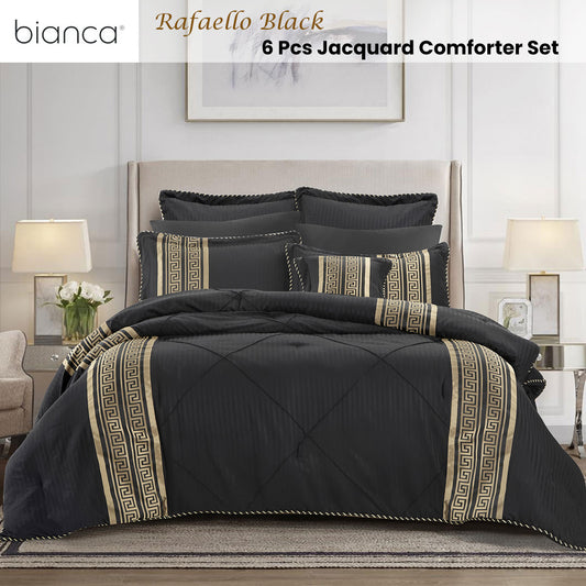 Bianca Raffaello Black 6 Pcs Jacquard Comforter Set Queen/King – view 2 - Auzzistore