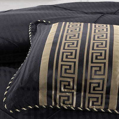 Bianca Raffaello Black 6 Pcs Jacquard Comforter Set Super King