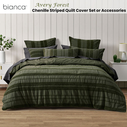 Bianca Avery Forest Chenille Striped Quilt Cover Set King – view 2 - Auzzistore