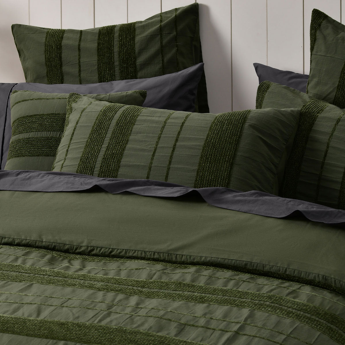 Bianca Avery Forest Chenille Striped Quilt Cover Set King