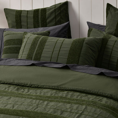 Bianca Avery Forest Chenille Striped Quilt Cover Set King