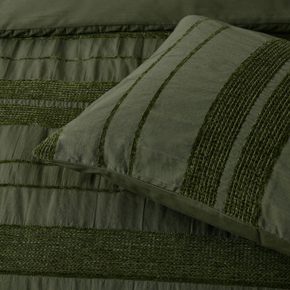 Bianca Avery Forest Chenille Striped Quilt Cover Set Queen