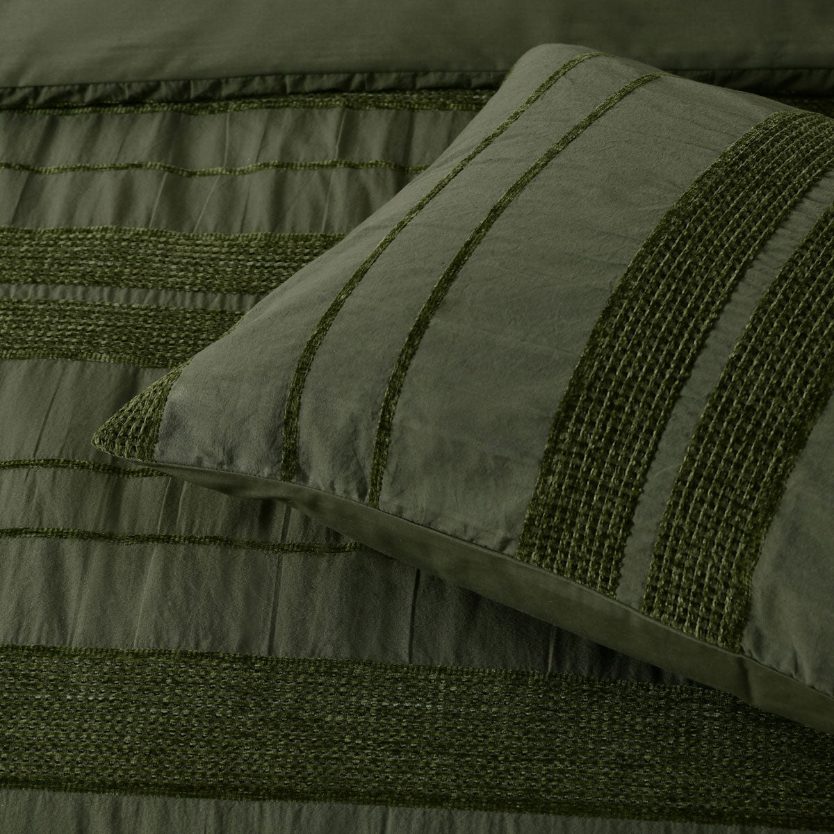 Bianca Avery Forest Chenille Striped Quilt Cover Set Super King