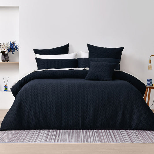 Bianca Burleigh Ink Jacquard Quilt Cover Set King - Auzzistore