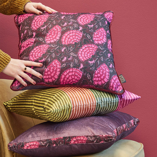 KAAT Amsterdam Ayda Pink Floral Square Filled Cushion 45cm x 45cm - Auzzistore