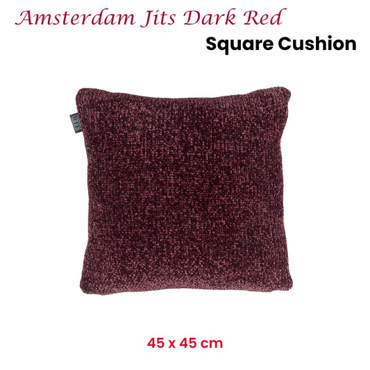 KAAT Amsterdam Jits Dark Red Square Filled Cushion 45cm x 45cm – view 2 - Auzzistore