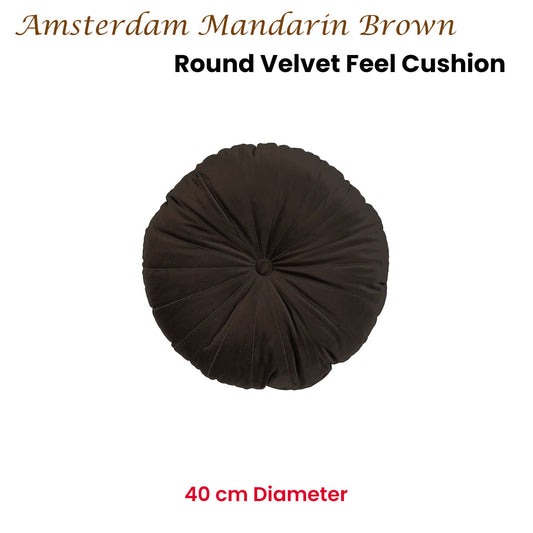 KAAT Amsterdam Mandarin Brown Round Filled Cushion 40cm Diameter – view 2 - Auzzistore