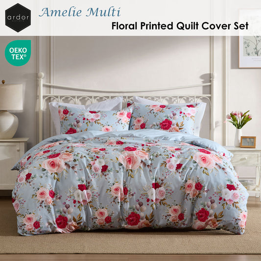 Ardor Amelie Multi Floral Printed Quilt Cover Set Queen – view 2 - Auzzistore