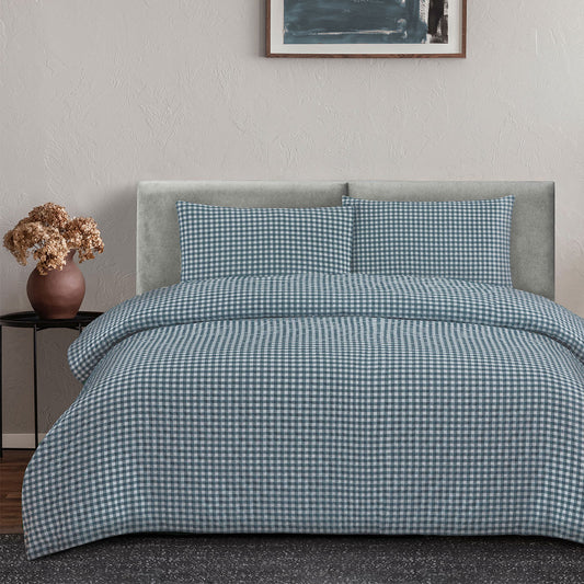 Ardor Rowe Teal Textured Seersucker Quilt Cover Set King - Auzzistore