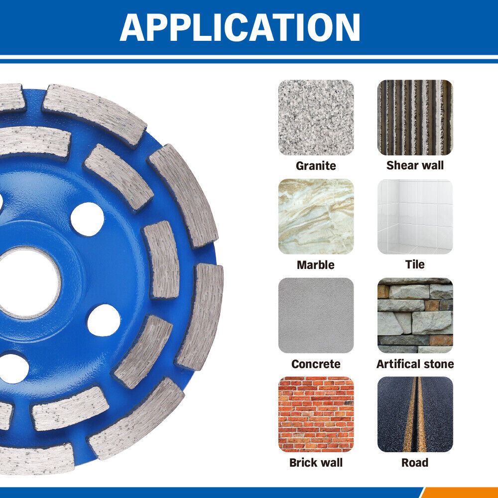 Diamond Grinding Wheel 4.5" 115mm, 22mm Hole, Durable Turbine Design for Concrete & Stone - V465-86180