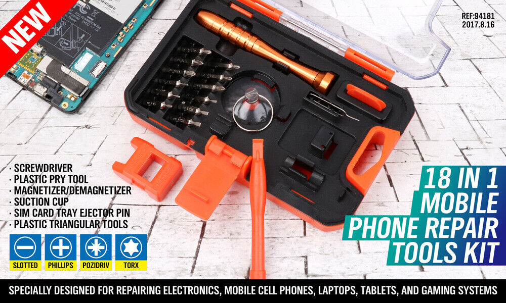 HORUSDY 18 in 1 Mobile Phone Repair Kit V465-94181 with Magnetic Screwdriver & Pry Tools