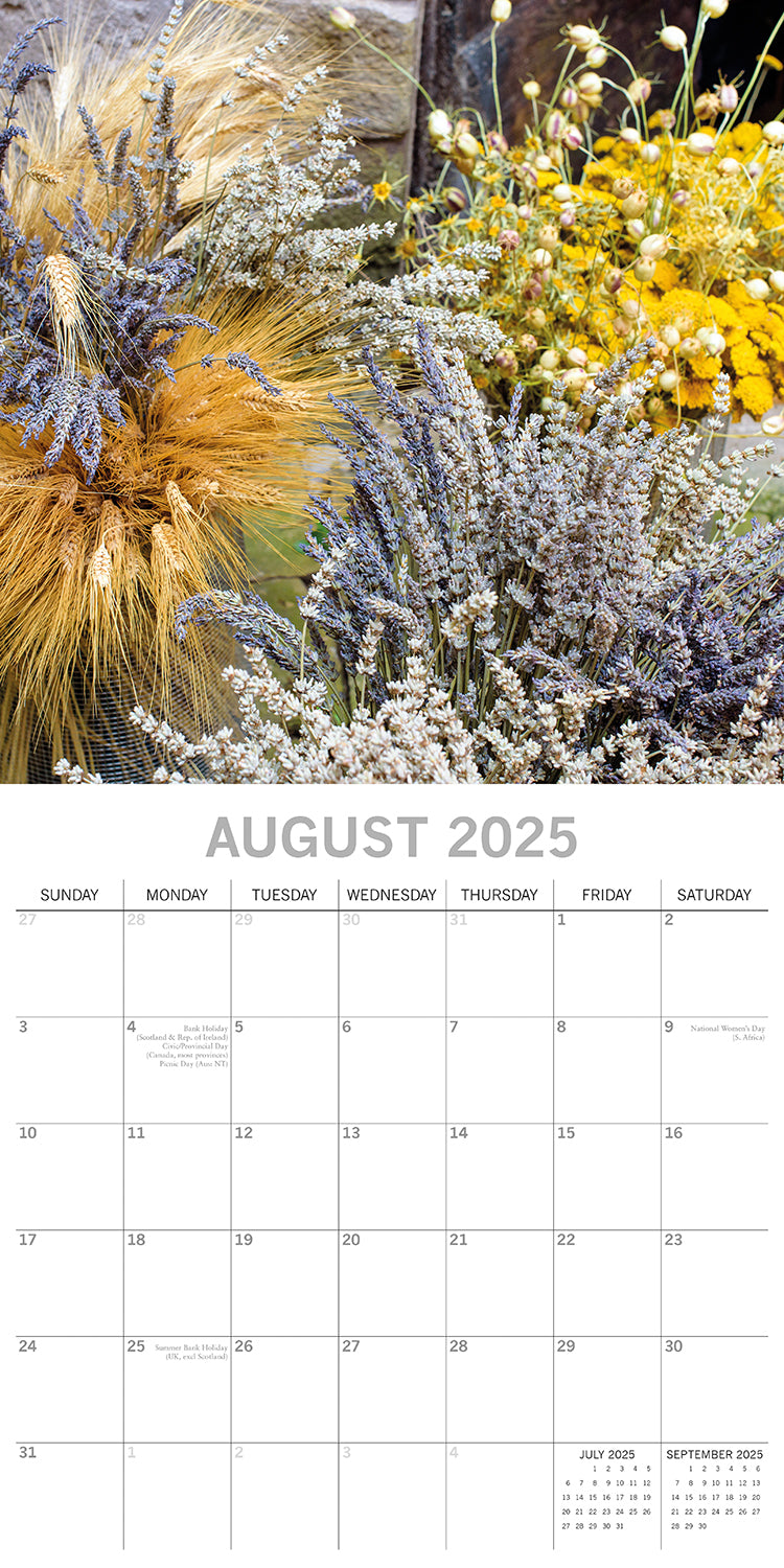 Dried Flowers - 2025 Square Wall Calendar Floral 16 Months Premium Planner Gift