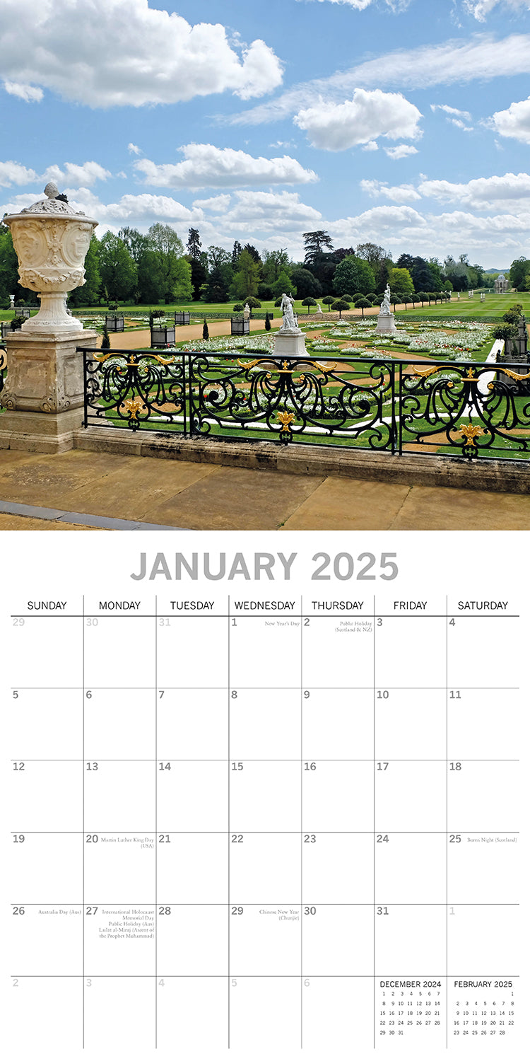 Great Gardens of England 2025 Square Wall Calendar 16Month New Year Planner Gift