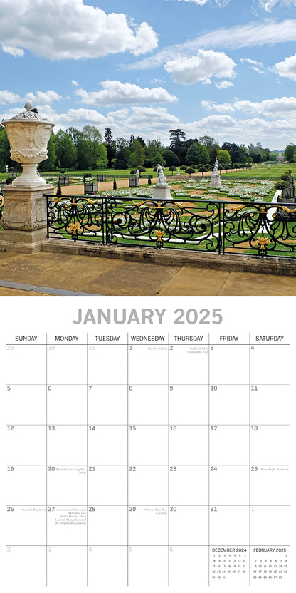 Great Gardens of England 2025 Square Wall Calendar 16Month New Year Planner Gift
