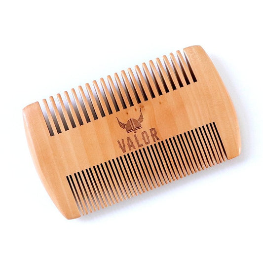 Valor Wooden Beard Comb V534-VA128 - Cherry Wood, Anti-Static, Pocket-Sized, Mustache & Hair Grooming