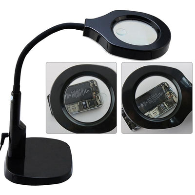 Adjustable LED Desk Magnifier Lamp 220V, 6X/12X Magnification, Flexible Design, Natural Light